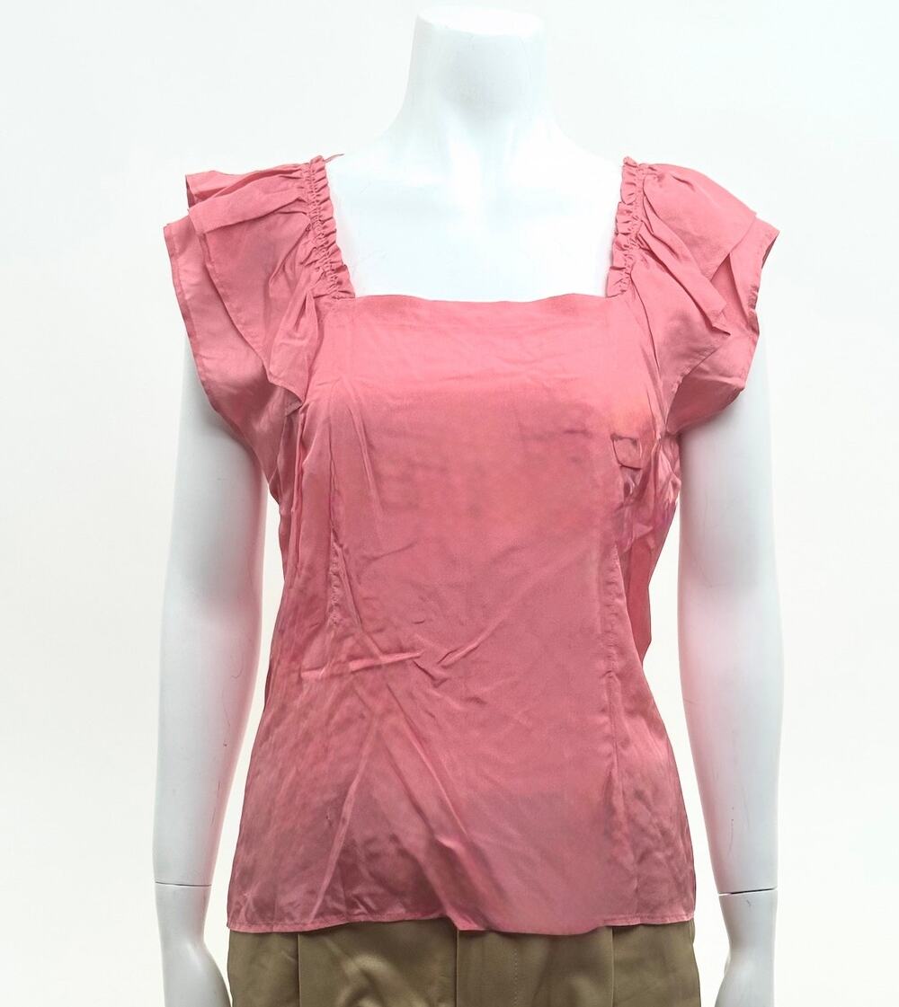 Prada NWT 100% Silk Pink Ruffle Sleeve Blouse Top IT 42 US 6-8 Made in Italy